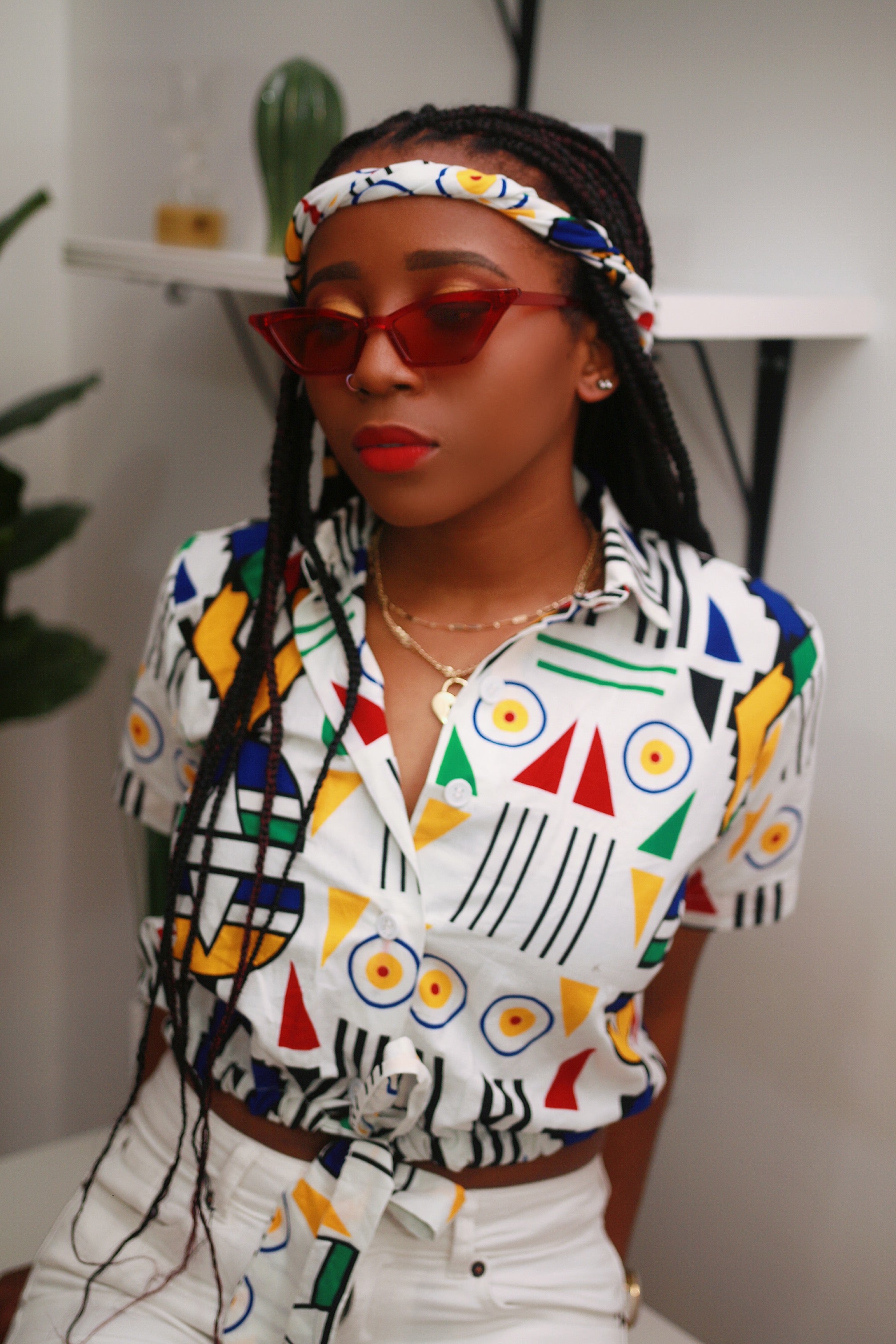 Oni shirt top & head wrap set